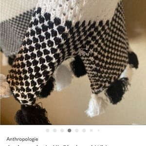 Anthropologie XL Black and White Tasseled Top NWT